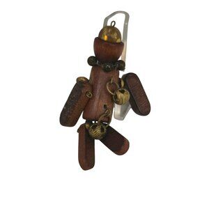 Super Cute Articulating Wood Antique Person Style Brooch (A8090)